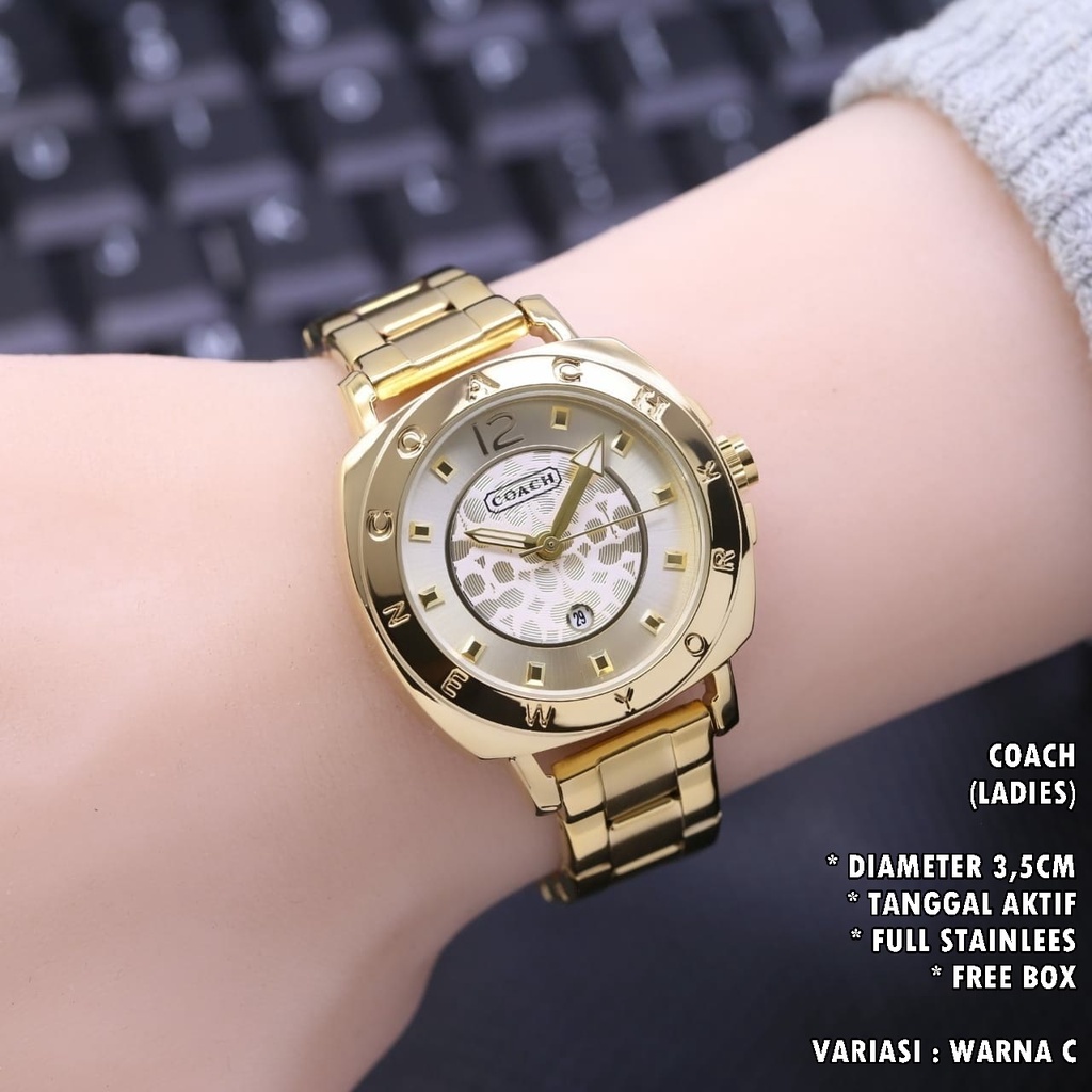 JAM TANGAN WANITA FASHION RANTAI BODY BULAT TANGGAL AKTIF