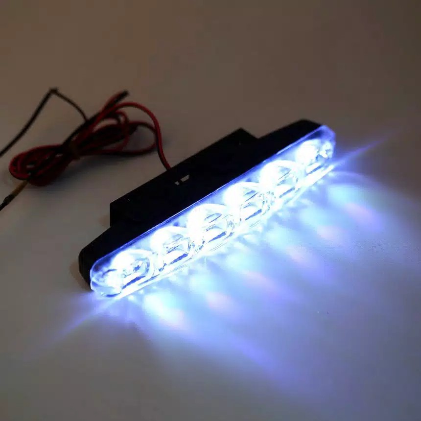 Lampu DRL Mobil Led Putih 6 Mata Waterproof 2Pcs Sepasang