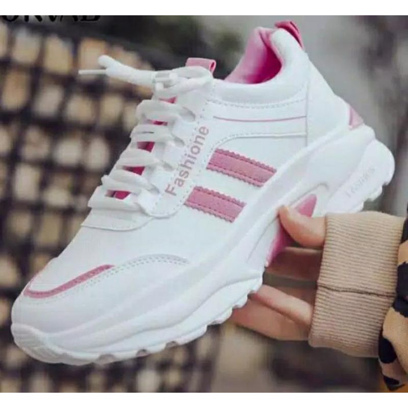 Sepatu Wanita Putih Sepatu Sepatu Cewek Sneaker Wanita Sepatu Kets Wanita Fashione Wanita Sepatu ADS_garis Flat