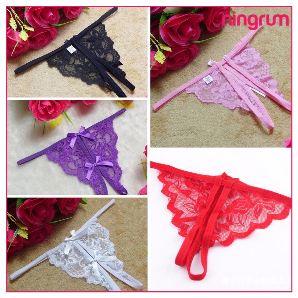 Ningrum Pakaian Dalam Wanita Lingerie Sexy g-string sexy lace transparan open celana dalam panties gstring - 4011