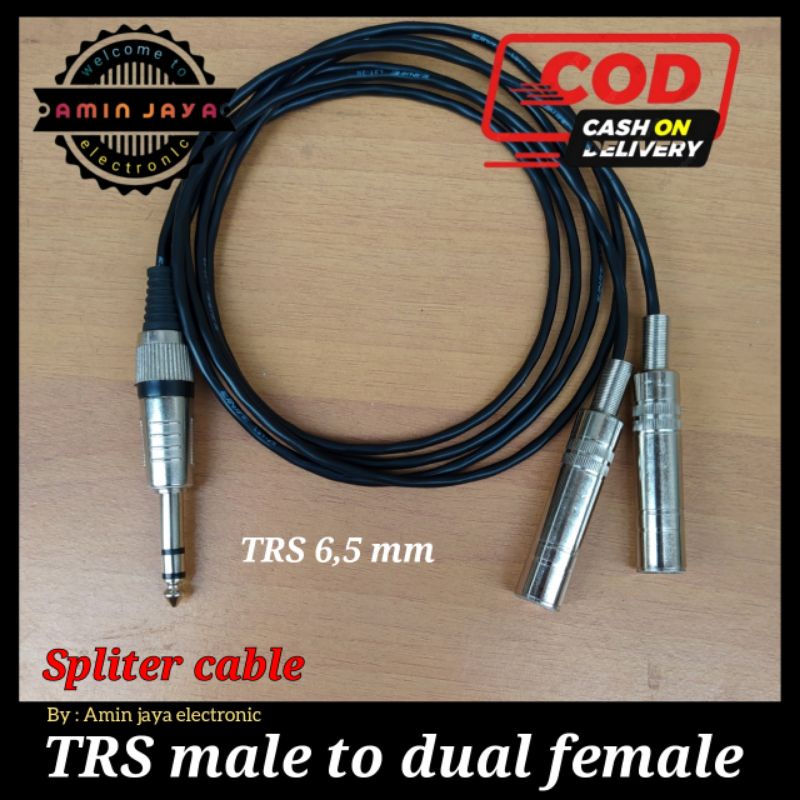 Kabel extension kabel jack akai 6,5 stereo jack TRS male to dual female