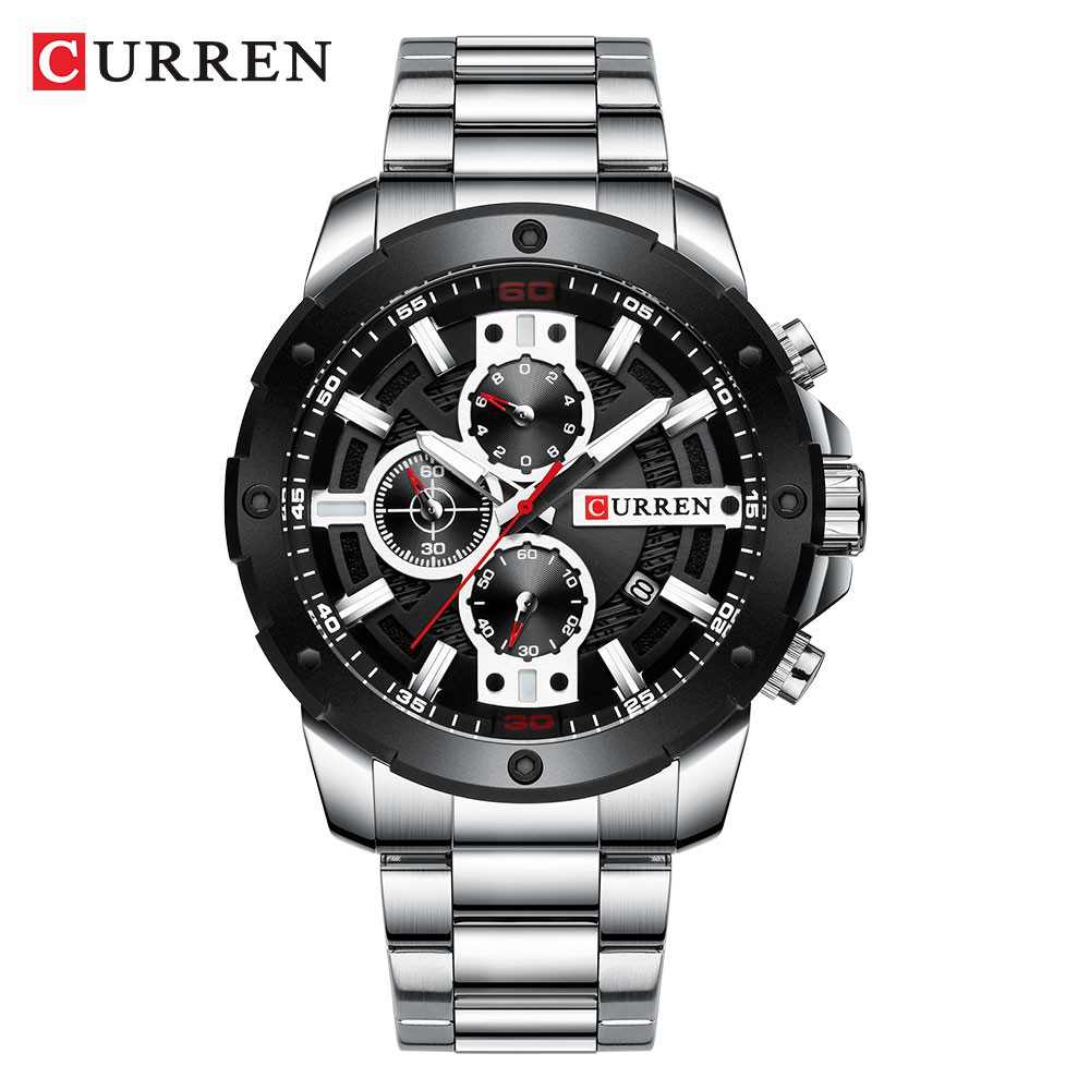 

Jam Tangan Pria Curren Men'S Quartz Watch Sports Stainless Steel Men'S Clock Waterproof Watch + Box