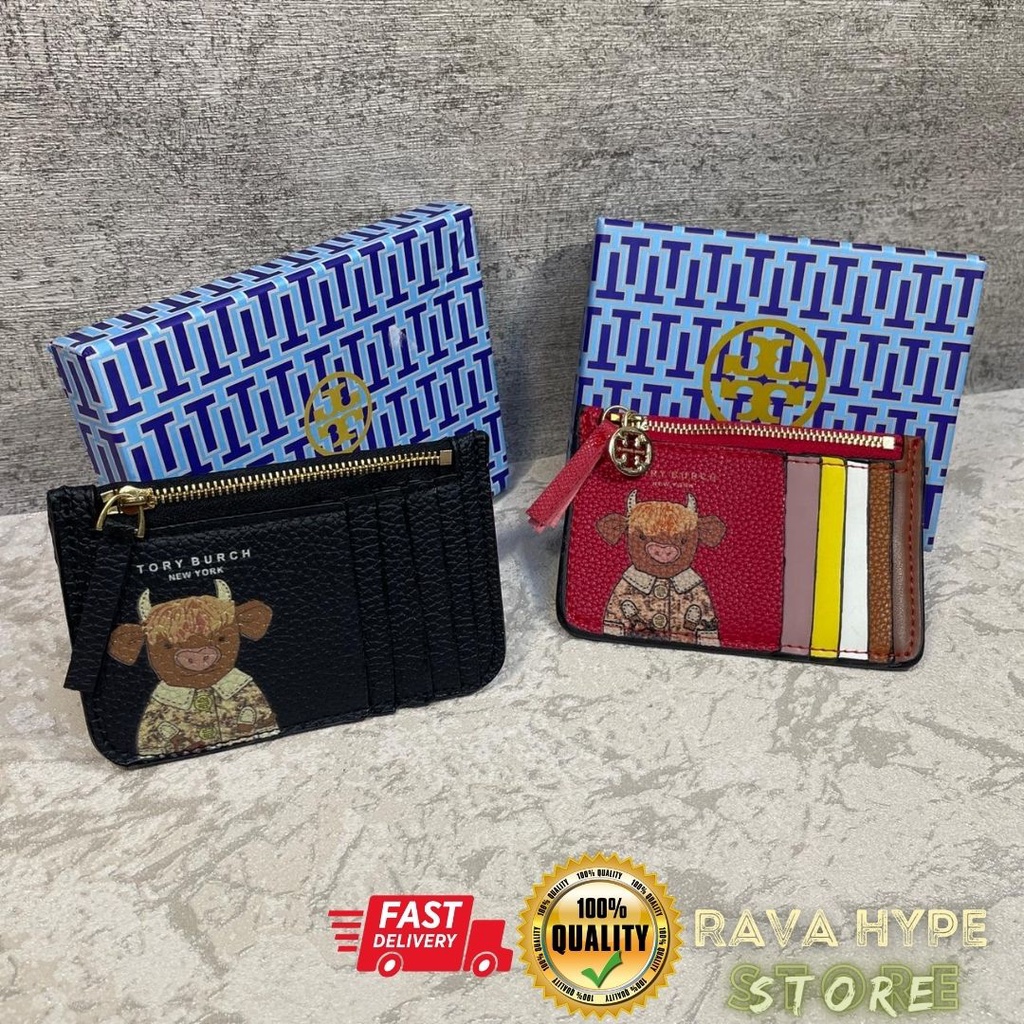 Card Holder TORY BURCH Ozzie the Ox FREE BOX / Dompet Kartu Dompet Kulit