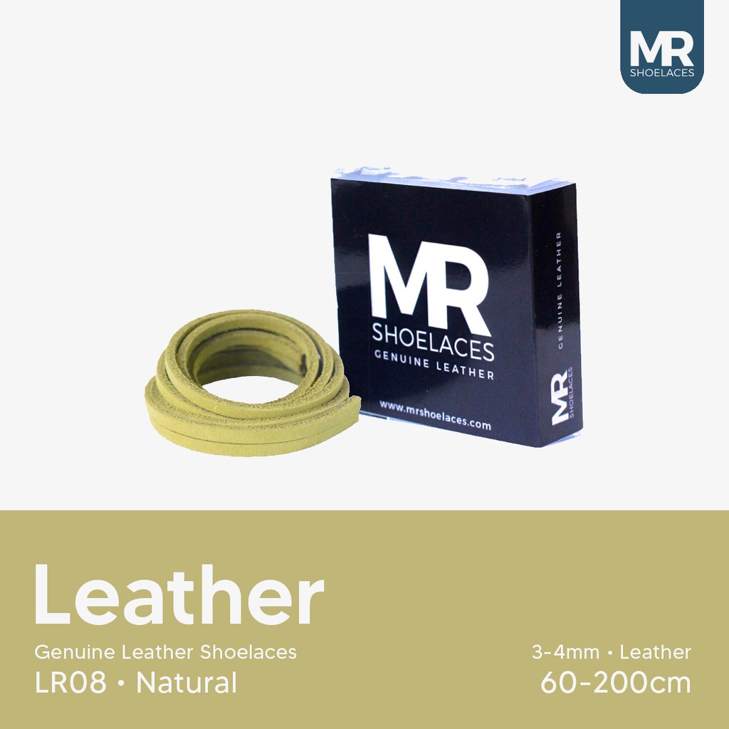 MR Shoelaces LR08 Natural - Tali Sepatu Kulit 60cm 80cm 100cm 120cm 140cm - Premium Leather Shoelace