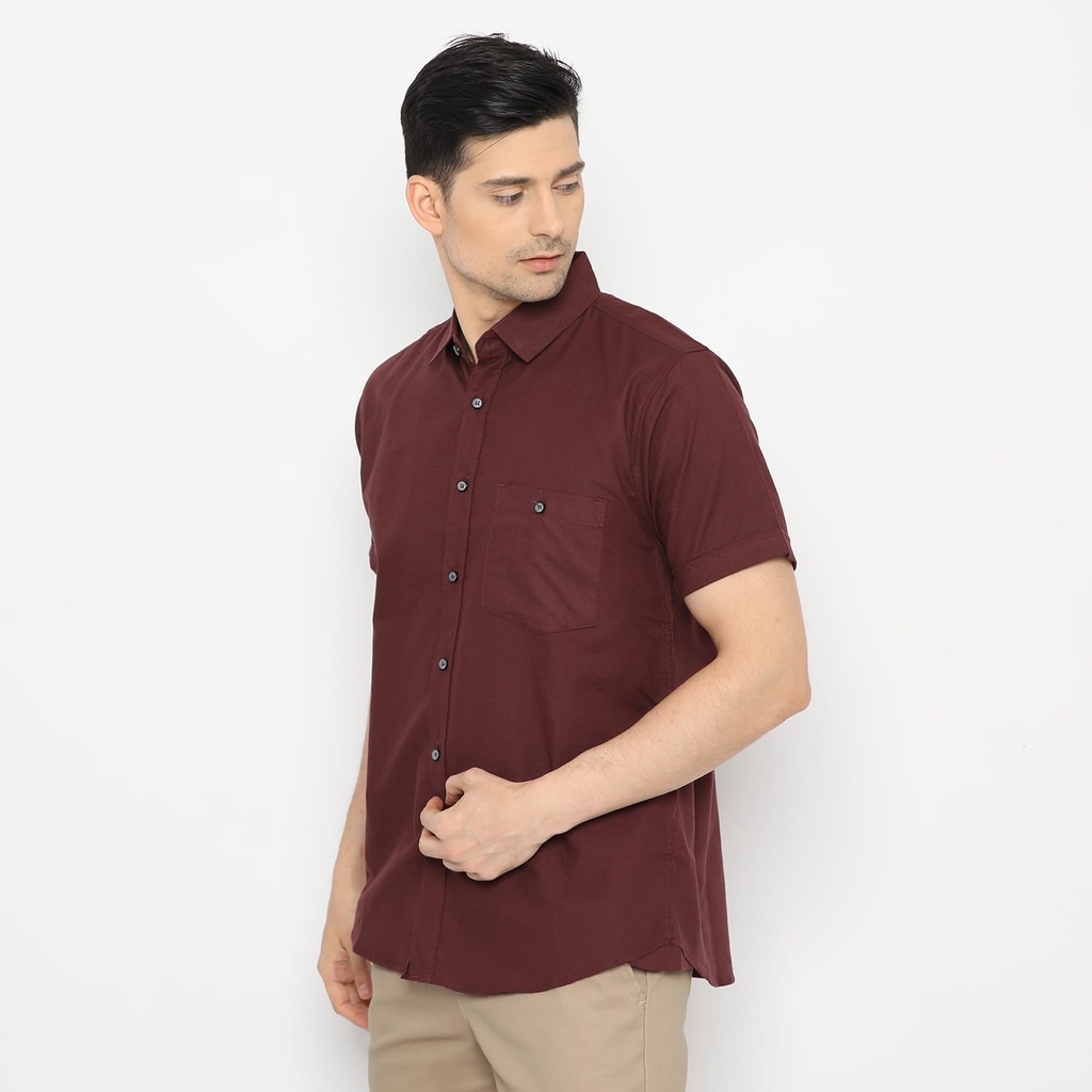 ESCROW BELIZE KEMEJA PRIA PENDEK MERAH MAROON