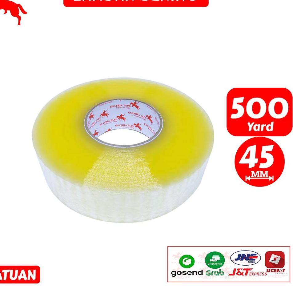 

Sekarang Puas Lakban OPP Tape / Lakban Bening KSATRIA Tape 500 Yard -Pcs