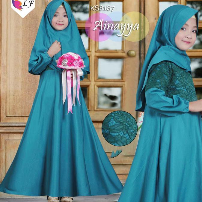 Sale Terlaris BUSANA MUSLIM GAMIS ANAK AINAYA TOSCA PLUS SET HIJAB/BERGO baru