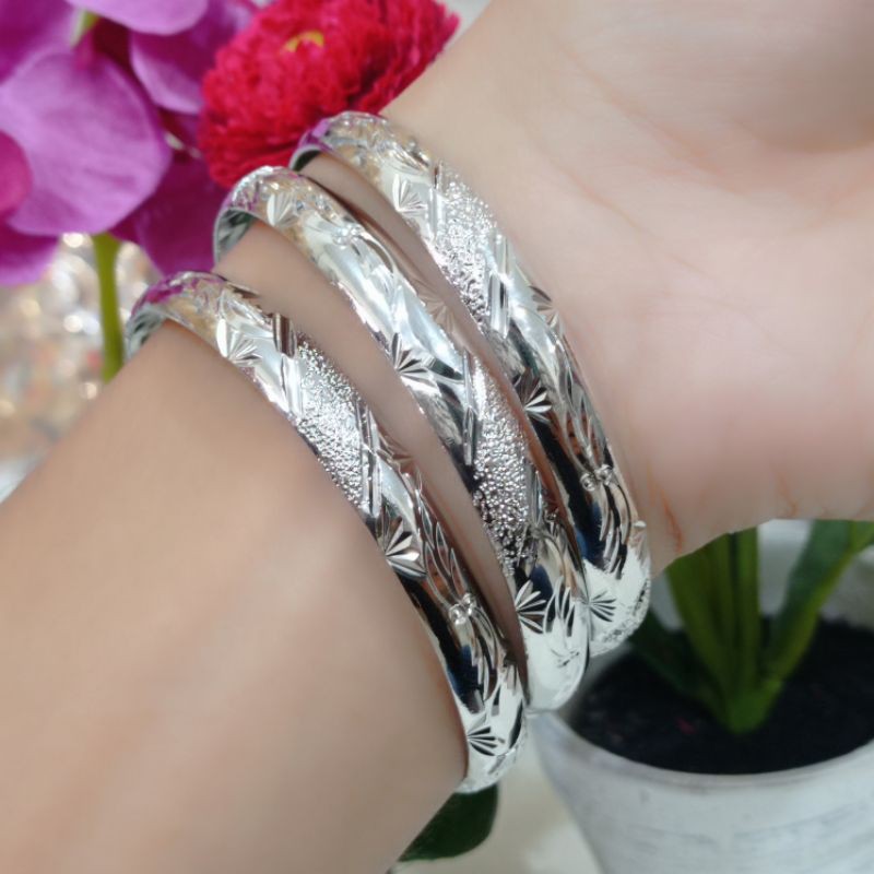 gelang tangan dewasa silver isi 3 pcs