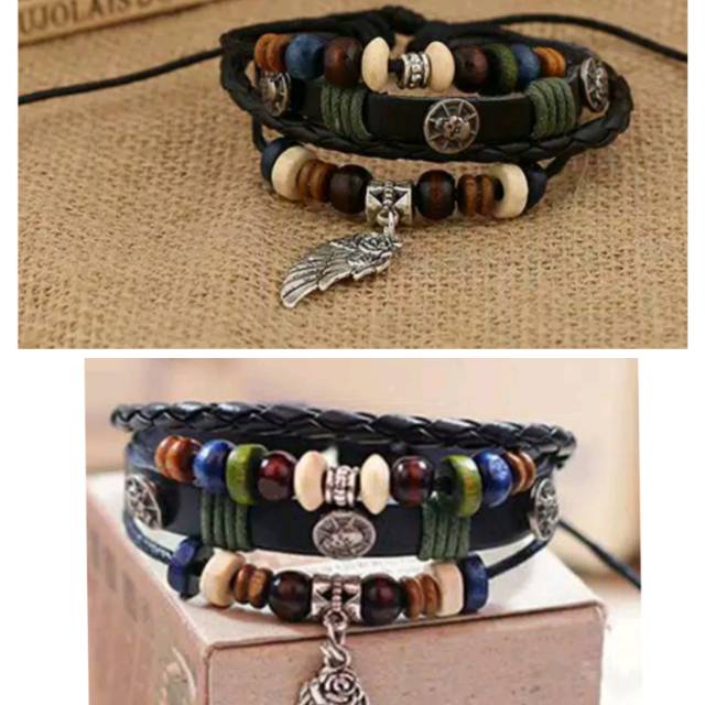 Gelang kulit fashion pria keren