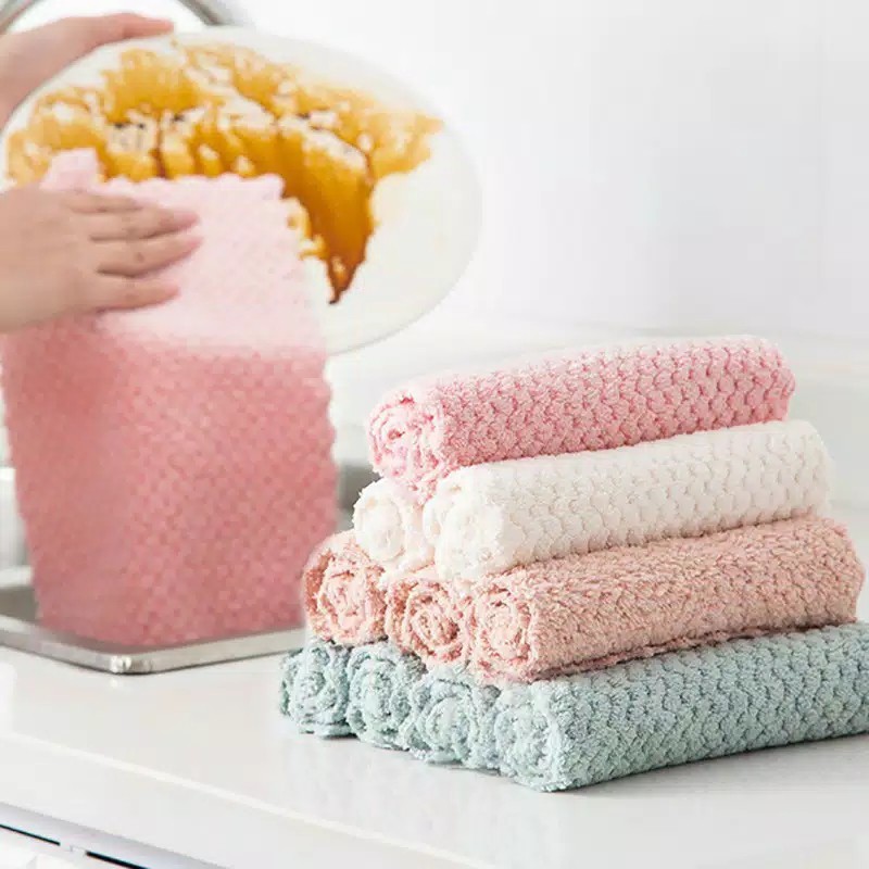 Kain Lap Piring Bahan Microfiber Bahan 100% Berkualitas BAGUS Kain Lap Meja Anti Minyak 30x30cm