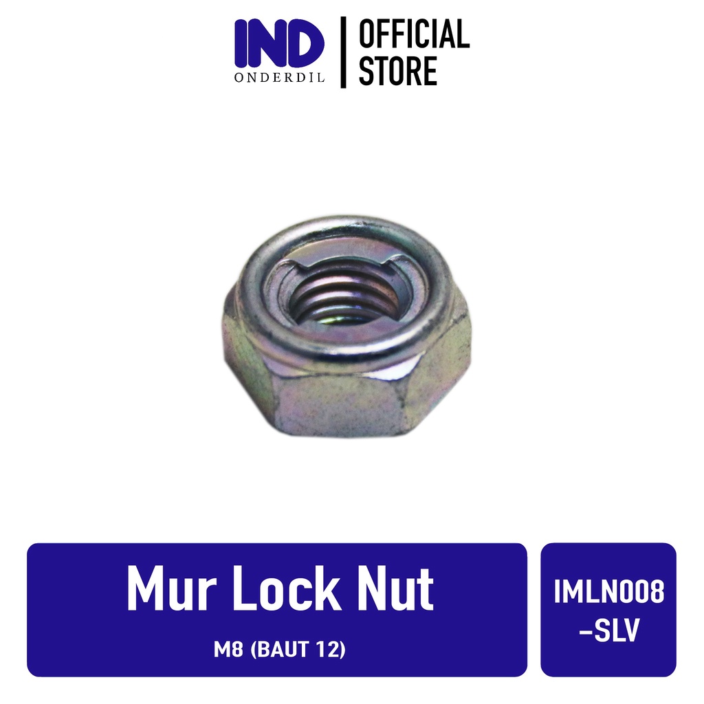 Mur Lock-Pengunci-Kunci Nut  M8-M 8 Baut 12 Silver