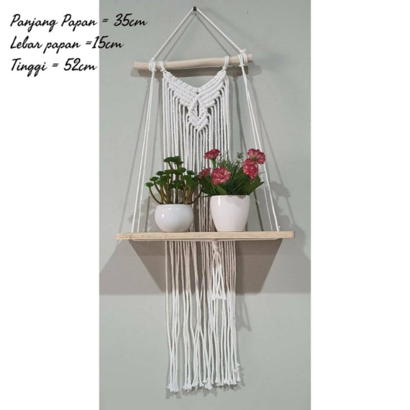 macrame ambalan kayu rak dinding home decor dekorasi hiasan dinding wall decor