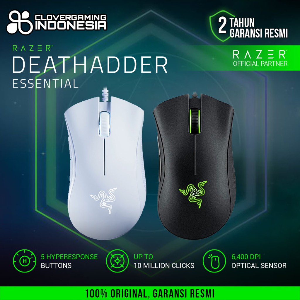 Razer Deathadder Essential Gaming Mouse - ORIGINAL ASLI GARANSI RESMI RAZER INDONESIA BUKAN OEM BUKAN KW DA Essential