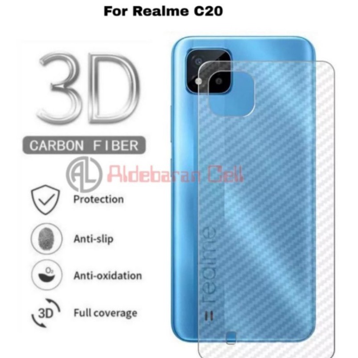 SKIN CARBON / GARSKIN / STICKER / ANTI JAMUR HP REALME C20/C21/C11 ANTI GORES BELAKANG HP