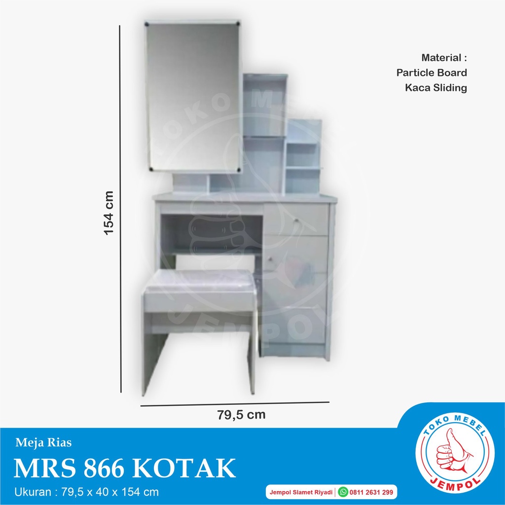 Jual Meja Rias Sliding MRS 866 Kaca Kotak/Kaca Oval/Meja Rias Kursi ...