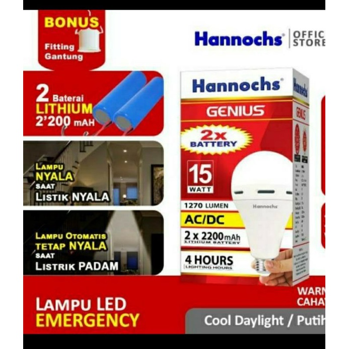 lampu LED HANNOCH emergency genius 15w
