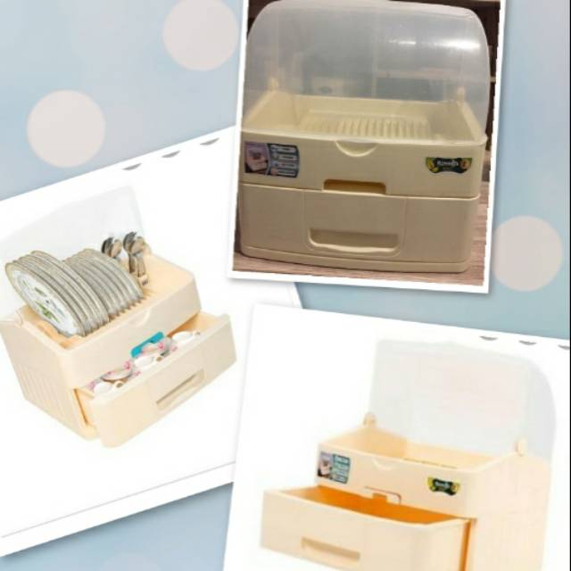 rak piring plastik premium warna cream second