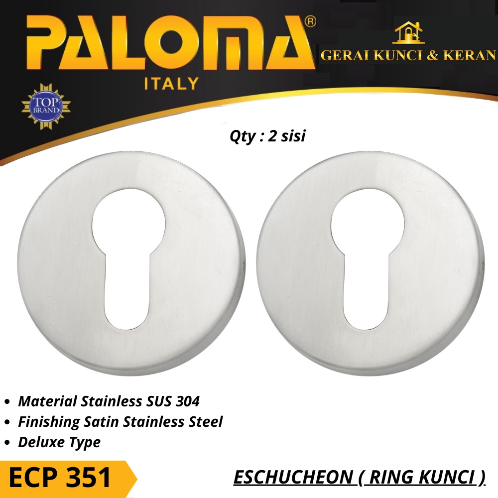 PALOMA ECP 351 RING KUNCI BULAT STAINLESS ESCUTCHEON DELUXE COVER TUTUP CYLINDER KUNCI