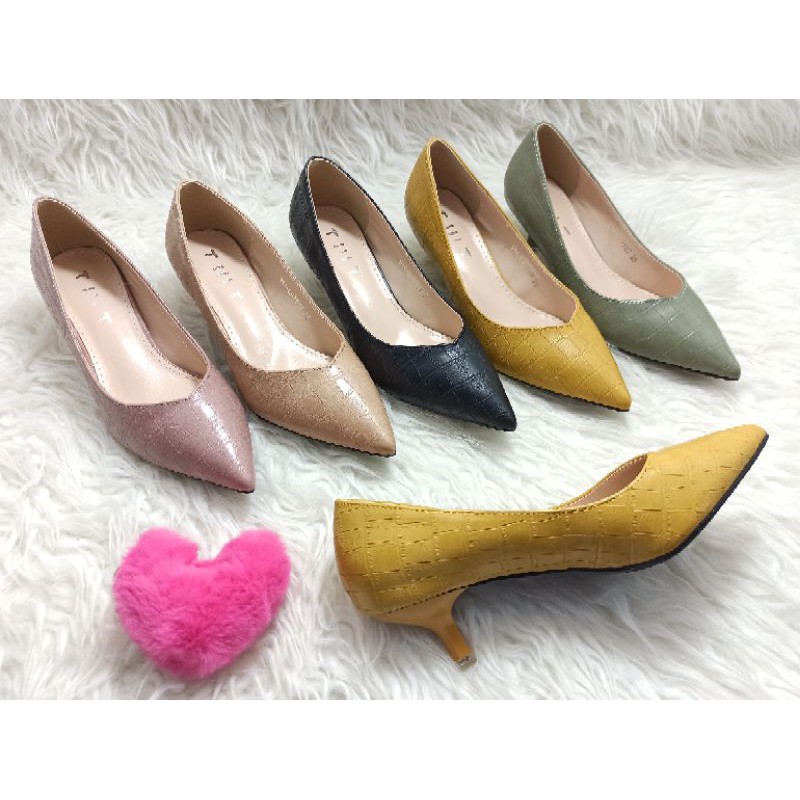 TIIIT Sophia Croco Heels 4cm Kulit Dove Corak Buaya