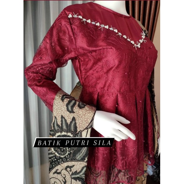BATIK COUPLE KEBAYA MODERN/COUPLE AS_SYIFA/COUPLE KEBAYA KONDANGAN LAMARAN-KEBAYA WISUDA-KEBAYA MAROON+ROK