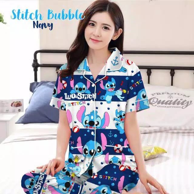 blinqshop baju tidur piyama PP BUNGA TANIA-CP  STITCH SALUR