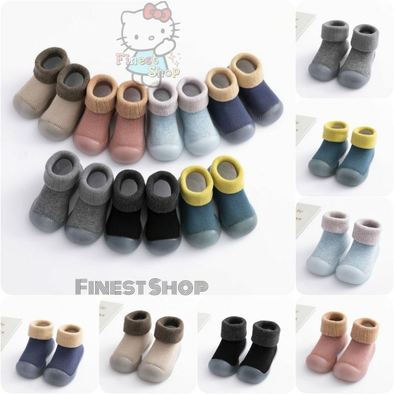 Baby Kids Rubber Shoes Sepatu Karet Bayi Prewalker Baby Rubber Shoes Soft Cotton Kaos Kaki Lembut Anak Skidder Alas Kaki Belajar Jalan