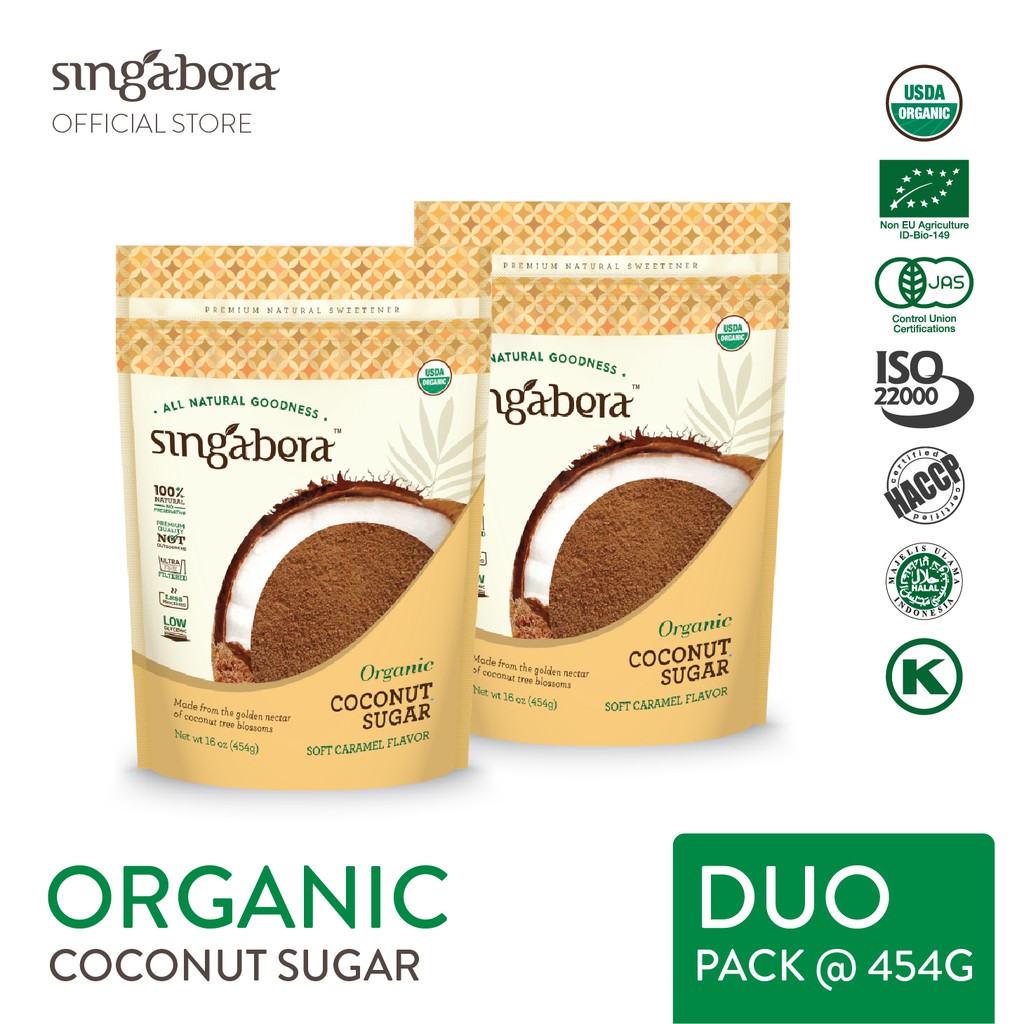 

Singabera Organic Coconut Sugar (Gula Kelapa Organik) - 2 pouch x 454g