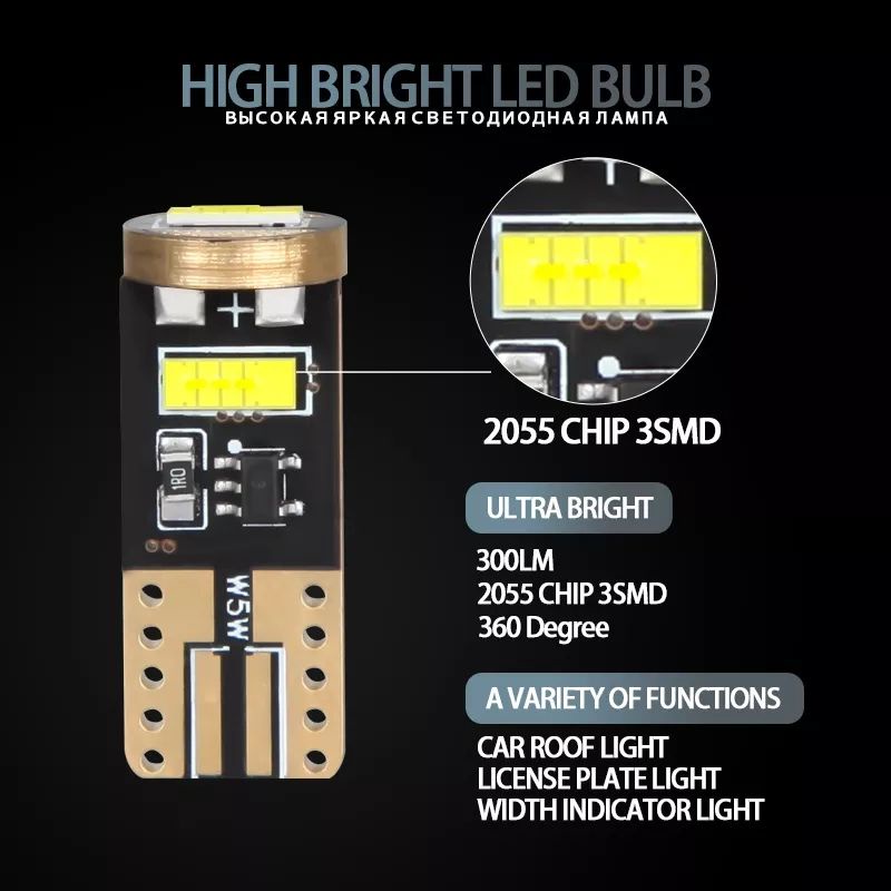 Lampu LED T10 CSP chip welcome light senja plafon bagasi plat nomer