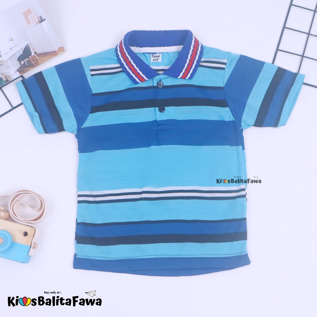 Kerah Salur T-Shirt Anak Laki uk 1-2 Tahun / Kaos Harian Atasan Baju Adem Lengan Pendek Murah Polos