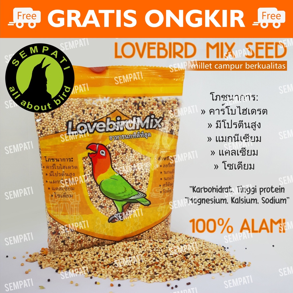 PAKAN LOVEBIRD MIX BIJI MILET CAMPUR HARIAN BURUNG LOVE BIRD PARKIT SEMPATI PVTLB