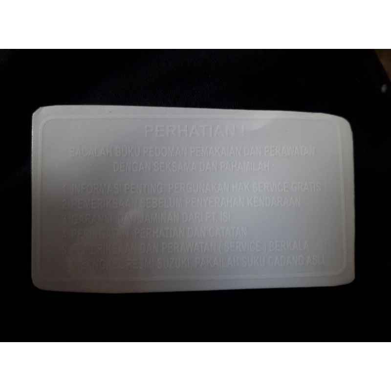 STIKER PELENGKAP PERHATIAN HONDA TRANSPARAN