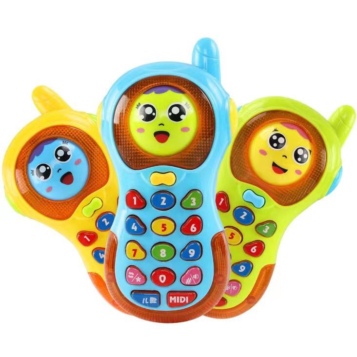 MAINAN EDUKASI BABY HANDPHONE TOYS BABY - LAMPU DAN MUSIK WAJAH SMILE - MAINAN HP ANAK - BC