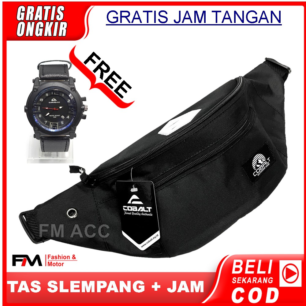 Bayar Di Tempat- Tas selempang-slempang Terbaru Gratis Jam Tangan Sport-Hitam