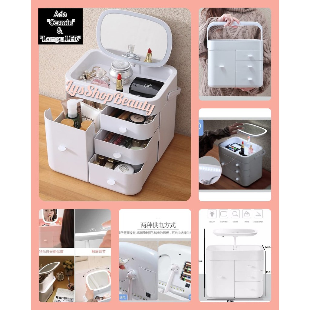 LYS 188 KOTAK KOSMETIK  LED  KOTAK MAKE UP RAK  ORGANIZER 