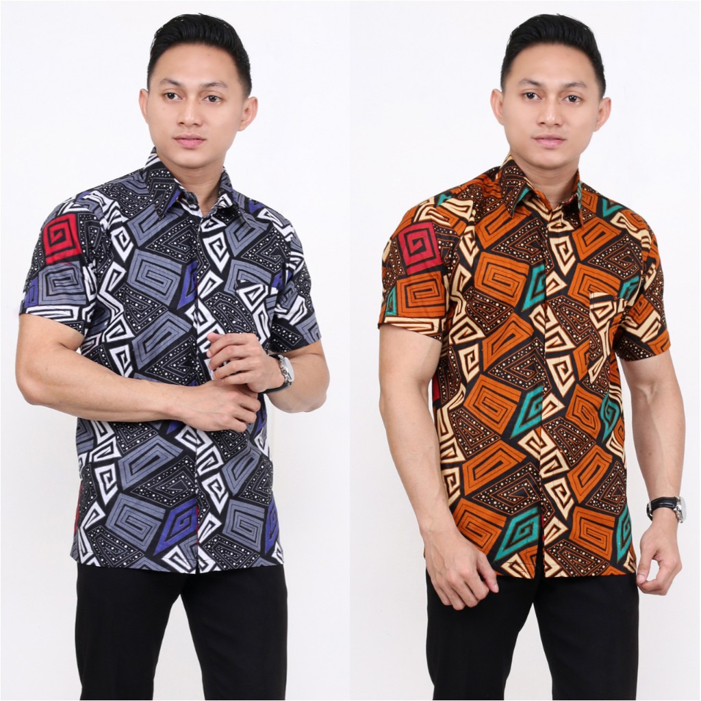 BAJU BATIK PRIA, KEMEJA LENGAN PENDEK BATIK ( MOTIF G )