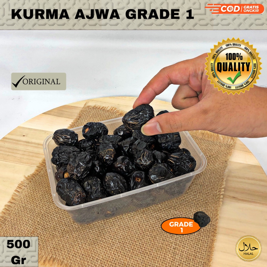 

[ GS ] Kurma Ajwa 500 Gram ( Grade 1 ) / Kurma Ajwa Madina / Kurma Nabi Asli / Kurma Ajwa Medina