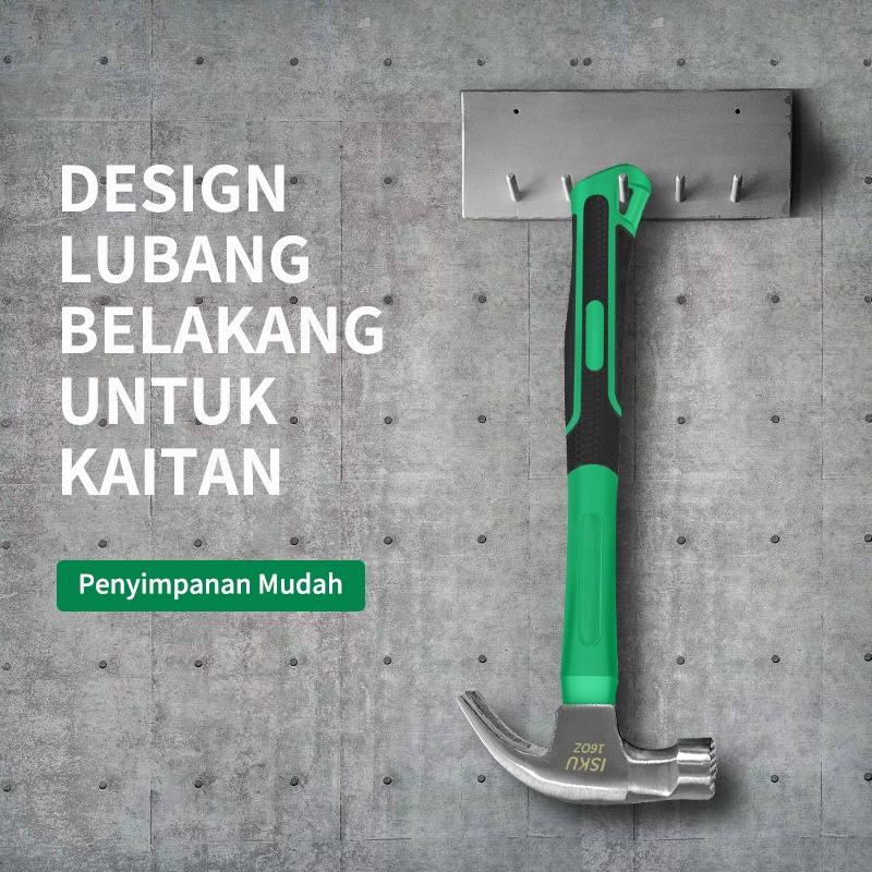 ISKU Palu Kambing 45# Steel 8oz 16oz Claw Hammer Magnetik Alat Perkakas PVC Handle Palu Konde Goat Hammer