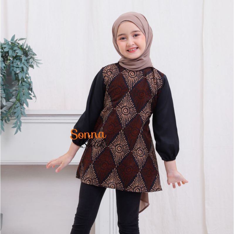 S M L XL XXL 3L 4L 5L Couple Batik Wanita Diana Resleting Depan-Anak Perempuan