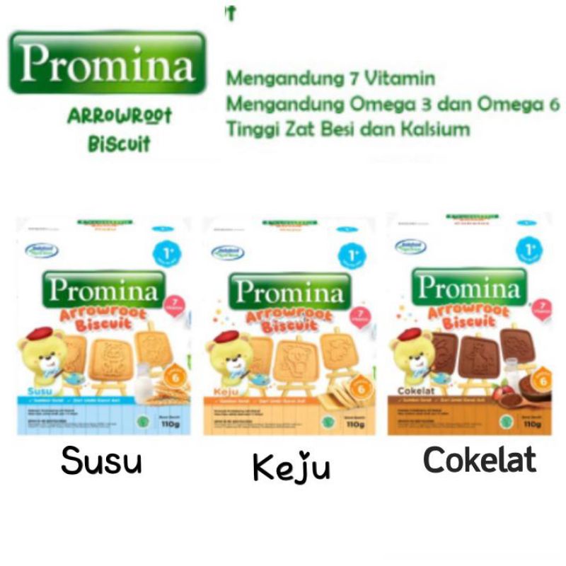 

Promina Arrowroot Biscuit 1+ Box 110gr Keju / Coklat / Susu - Cemilan / Biskuit / Snack Bayi 1+