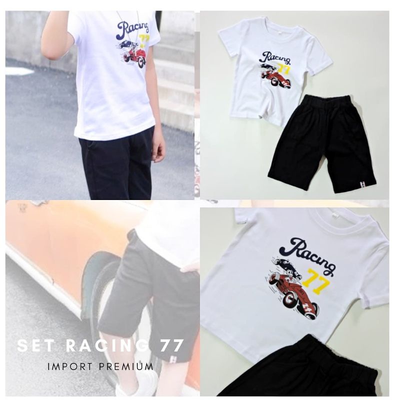 SETELAN ANAK IMPORT RACING 77 STELAN LAKI LAKI/COWOK PREMIUM BAJU ANAK FASHION HARIAN KEREN DISKON