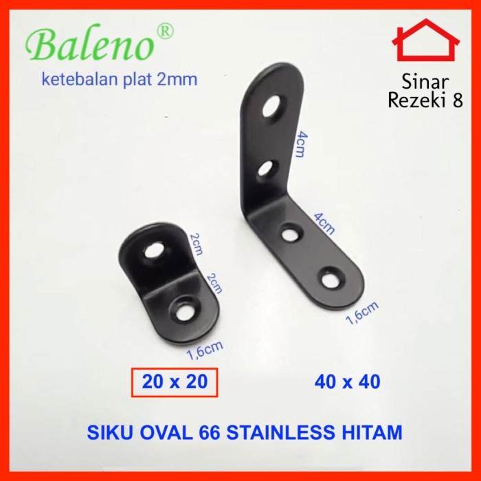 Siku L Oval 66 20 x 20 STAINLESS HITAM Rak Penyangga Kayu Plat Ambalan Kecil Tatakan