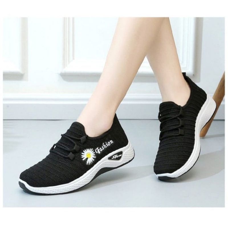 SEPATU SNEAKER WANITA RAJUT OLAHRAGA MOTIF FLOWER-3