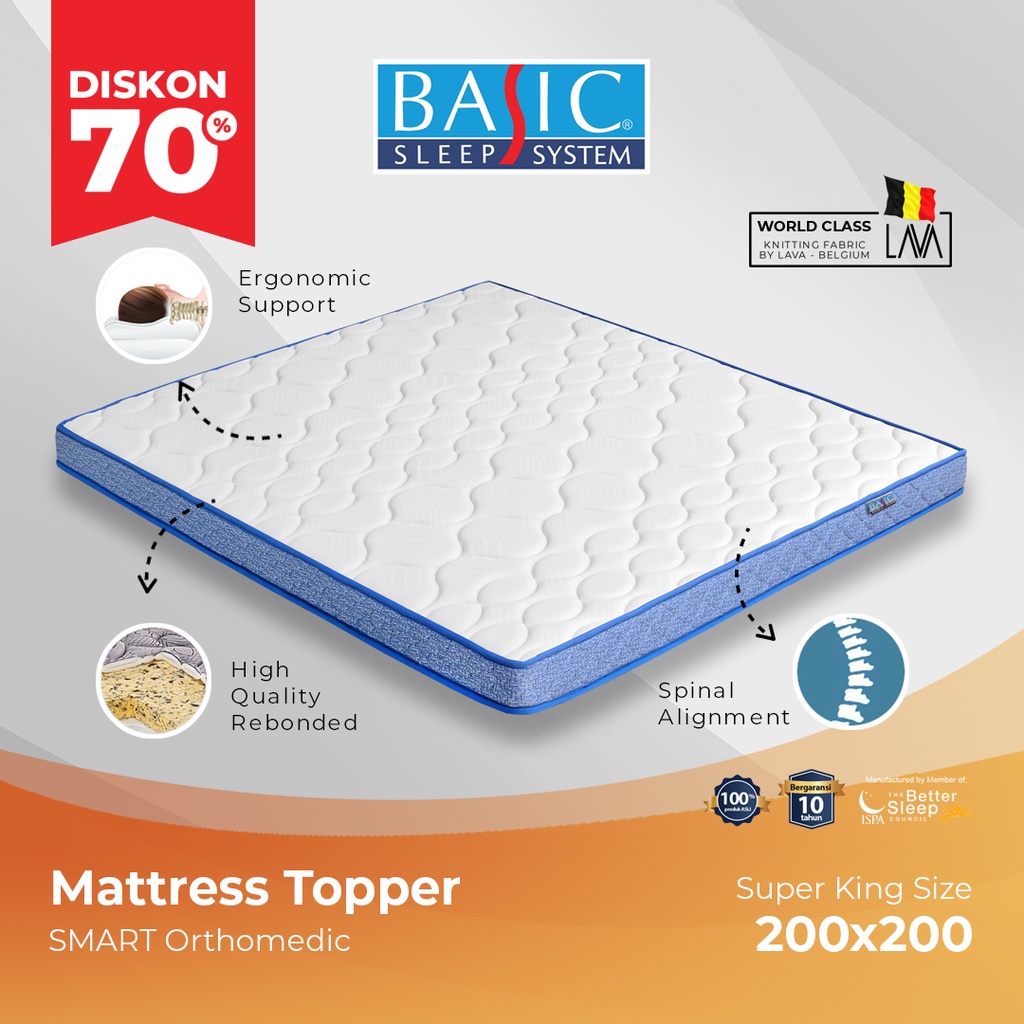 Jual BASIC Mattress Upper Smart Orthomedic 200x200 (10cm) Shopee Indonesia
