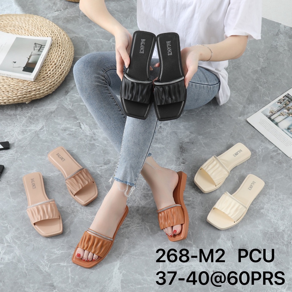 Sandal Jelly BALANCE Selop Kokop Import Wanita Bahan Karet PVC non-Slip sol Motif Serut Tali 268