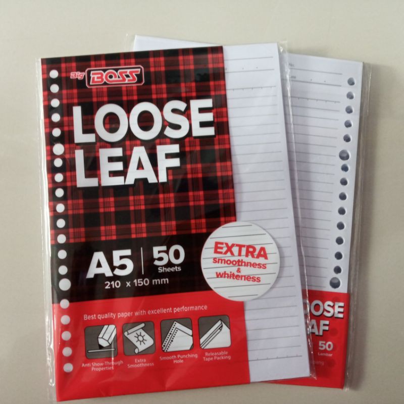 

Loose Leaf Big Boss A5/Isi Binder Bergaris 50 Lembar