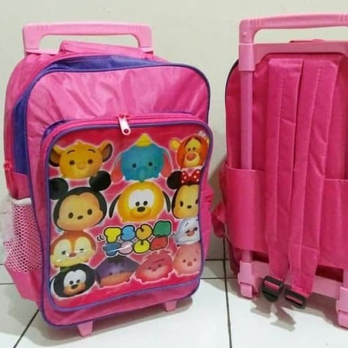 Tas ransel troli anak sekolah TK trolley dorong roda Disney Tsum Tsum Berkualitas
