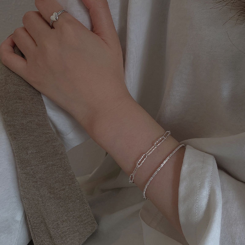 Dalikan dessytock zahrorean fashion style glitter perak berpigmen lingkaran gelang perempuan ins niche desain