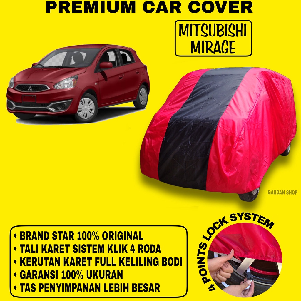 Body Cover MITSUBISHI MIRAGE MERAH HITAM Penutup Bodi Mobil Mitsubishi Mirage Waterproof PREMIUM