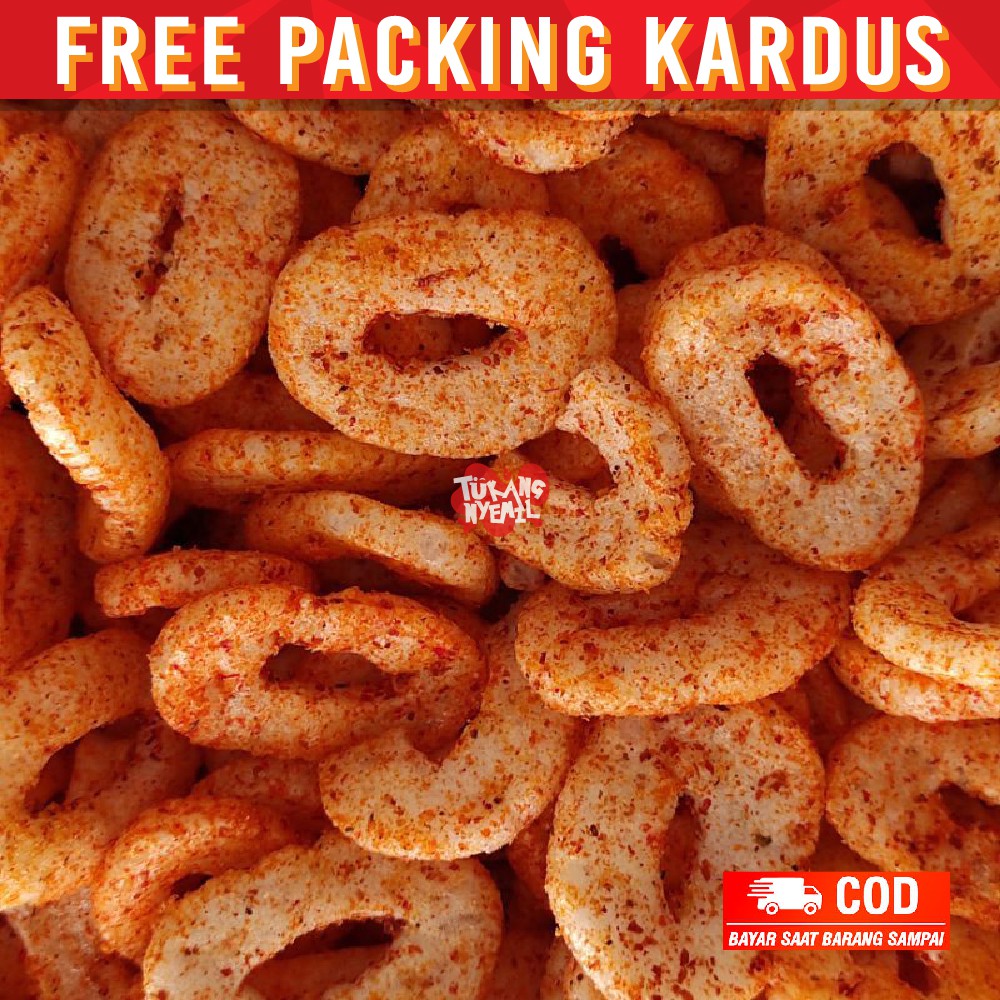 

snack kiloan kerupuk RING IKAN PEDAS 200 GRAM makanan ringan cemilan camilan jajanan kiloan