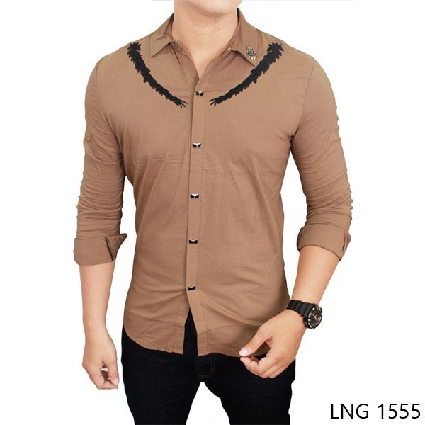 Stretch Shirt Mens Stretch Coklat – LNG 1555